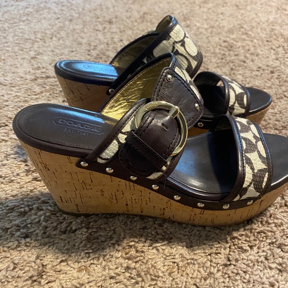 Coach signature platform cork wedge sandals siz 8.5 - Picture 5 of 7